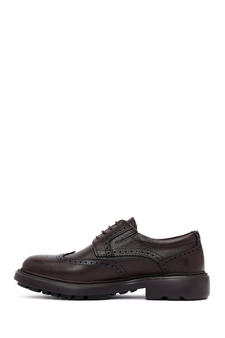 Men's Brown Lace-Up Thick-Soled Leather Casual Shoes