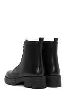 Women's Black Zippered Leather Boots | Derimod