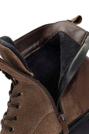 Men's Mink Zipper Lace-Up Suede Leather Casual Boots | Derimod