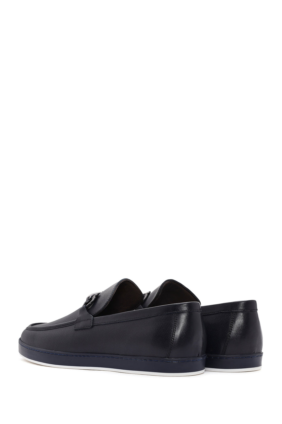 Men's Navy Blue Leather Casual Loafer