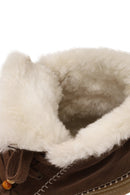 Woman Dark Mink Lace-Up Thick-Soled Suede Teddy Boots | Derimod