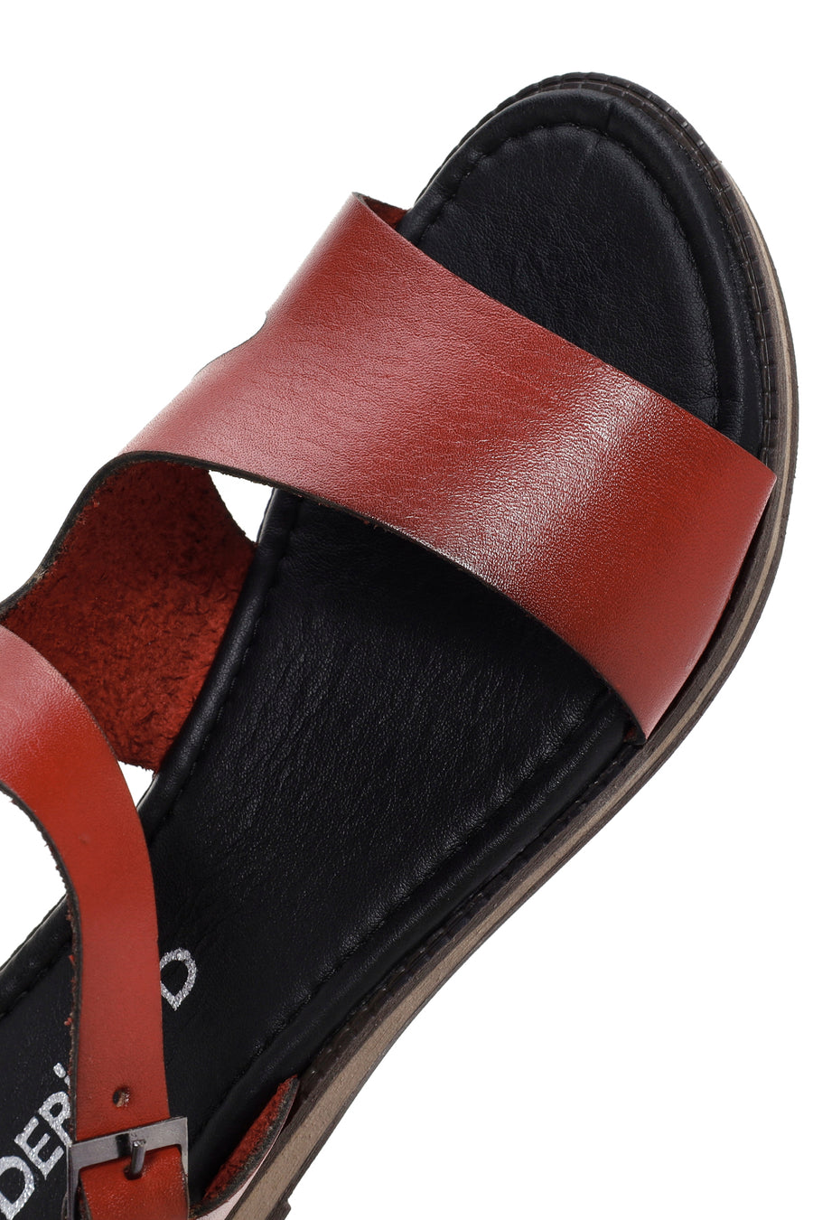 Women's Red Ankle Strap Leather Bodrum Sandals