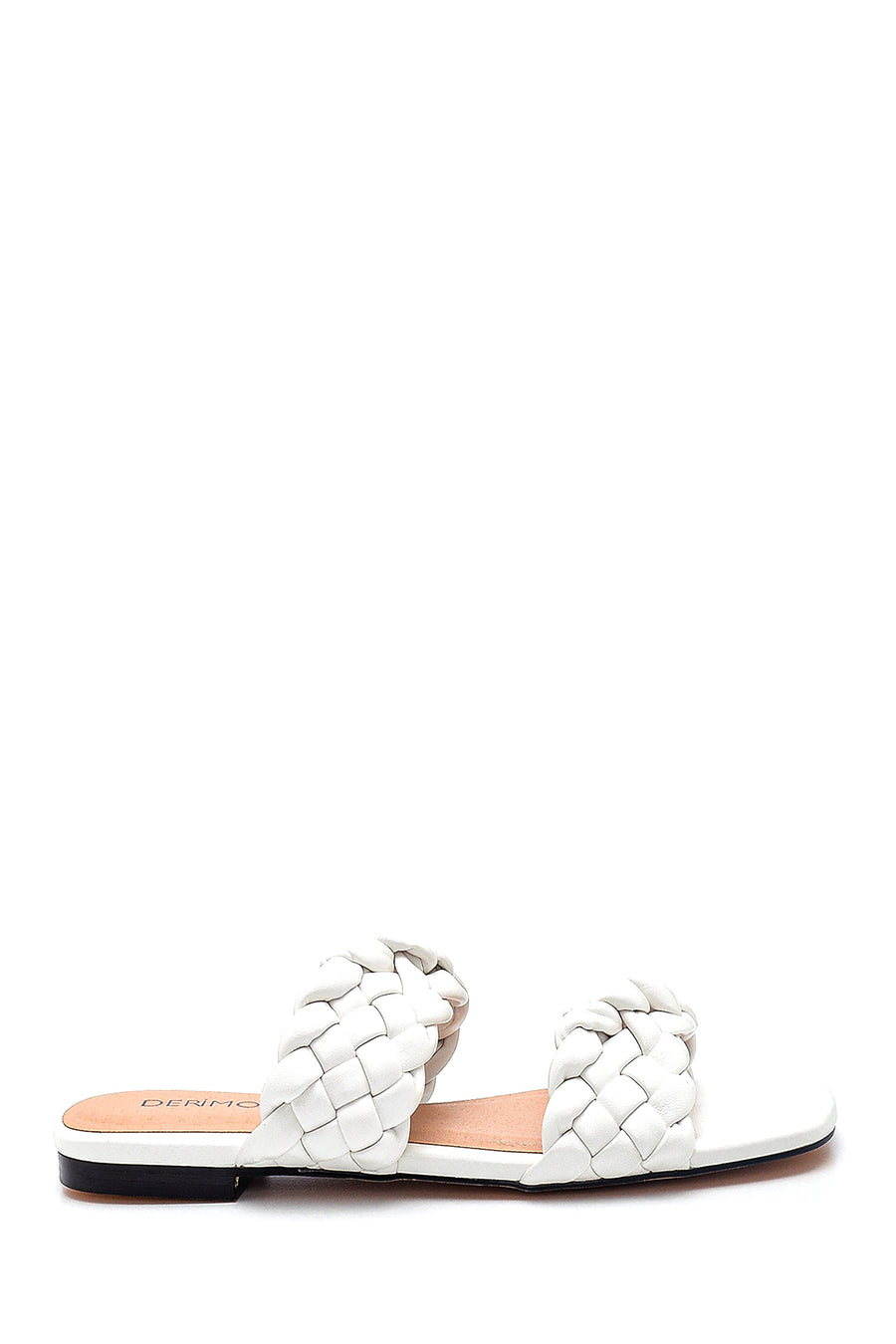 Women's White Braided Flat Slippers 21SFD441129 | Derimod