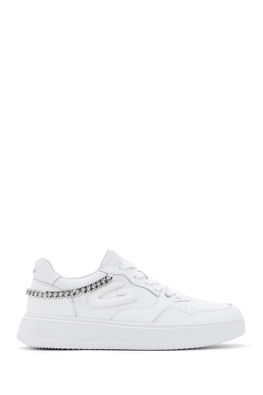 Alberto Guardiani Kadın Beyaz Zincirli Deri Sneaker G03G100011 | Derimod