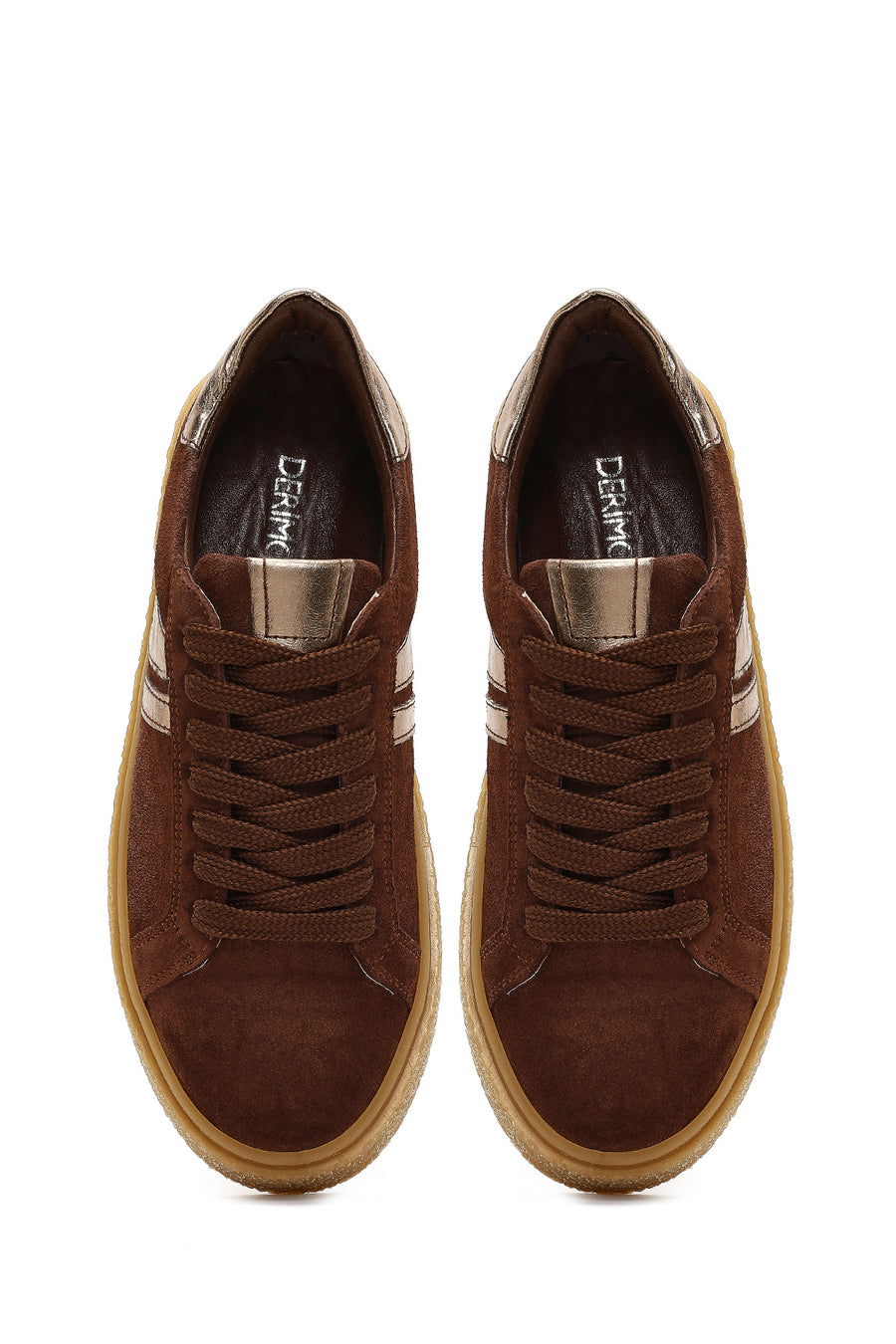 Woman Brown Lace-Up Suede Leather Sneaker