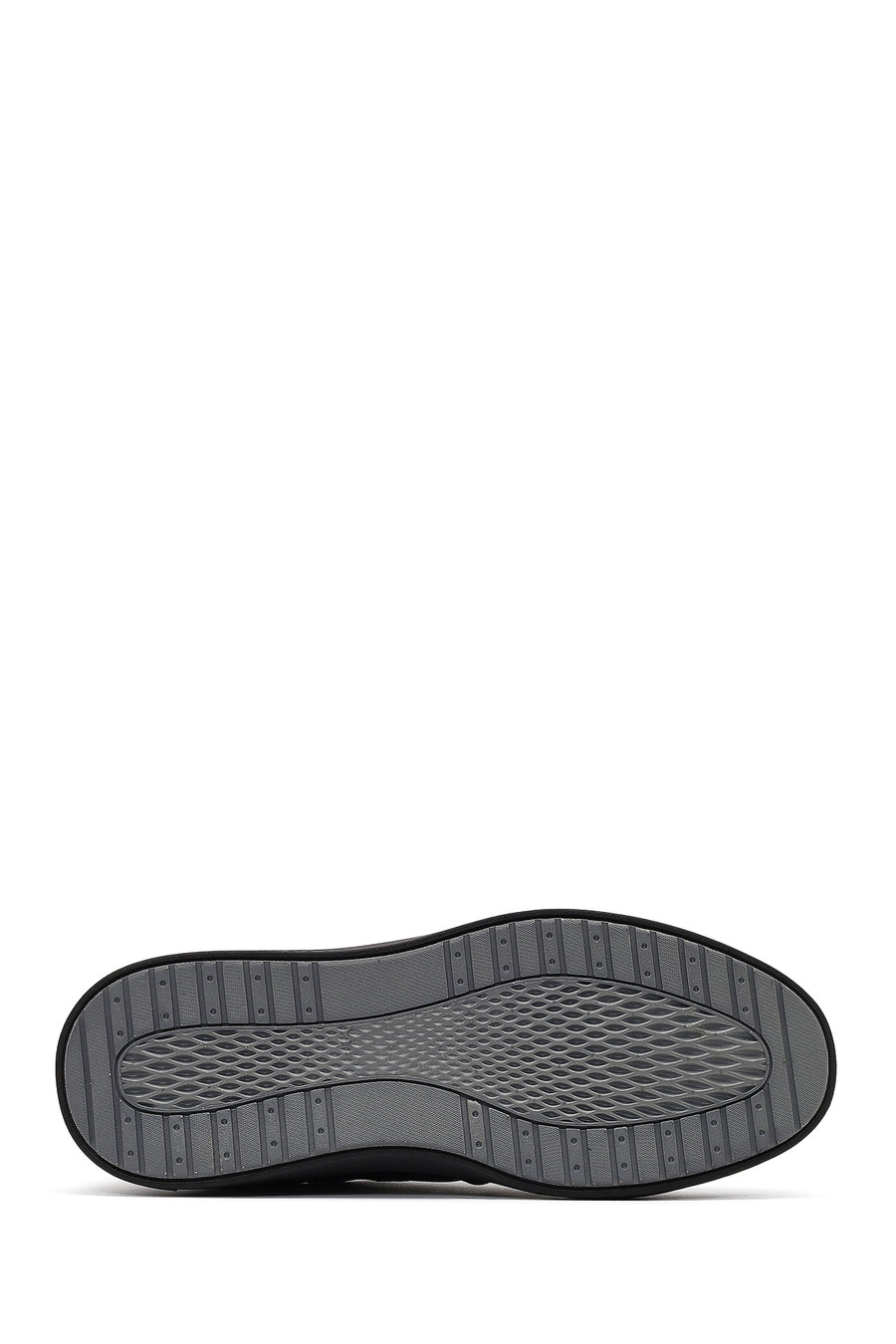Erkek Siyah Bağcıklı Deri Casual Sneaker