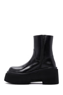 Women's Black Thick Soled Zippered Leather Boots | Derimod