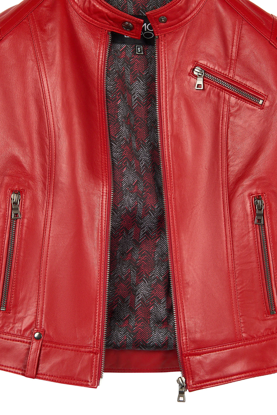 Sonia Woman Red Short Leather Jacket