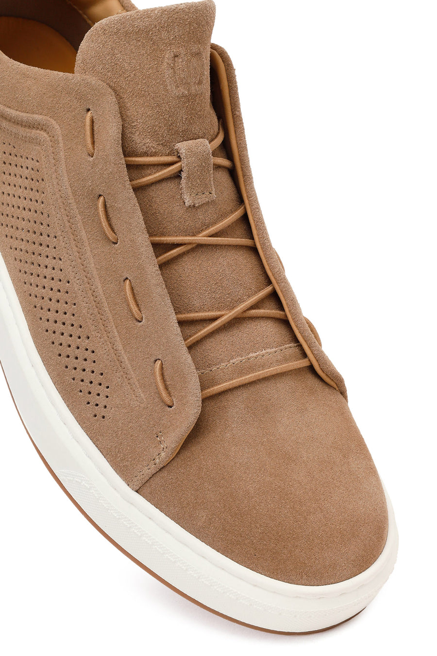 Men's Beige Lace-Up Suede Leather Sneaker