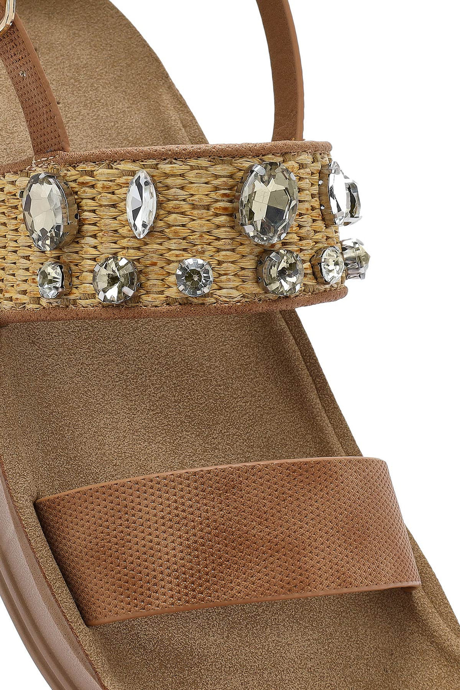 Women's Brown Thick Soled Stoned Sandals
