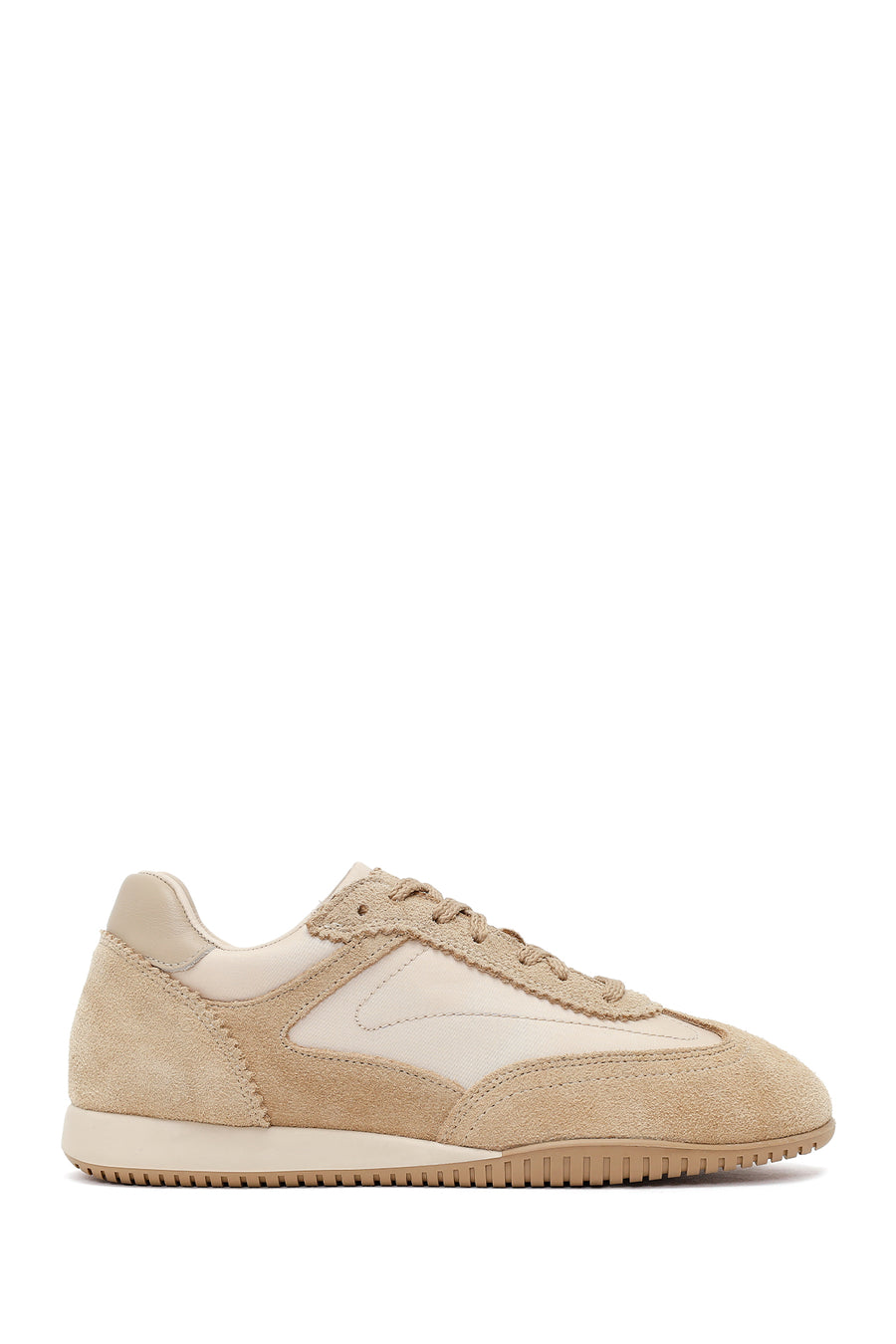 Woman Beige Lace-up Suede Leather Sneaker AF230011DK | Derimod