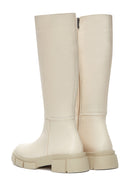 Women's Beige Zippered Leather Boots | Derimod