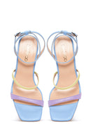 Women's Multicolored Leather Heeled Sandals | Derimod