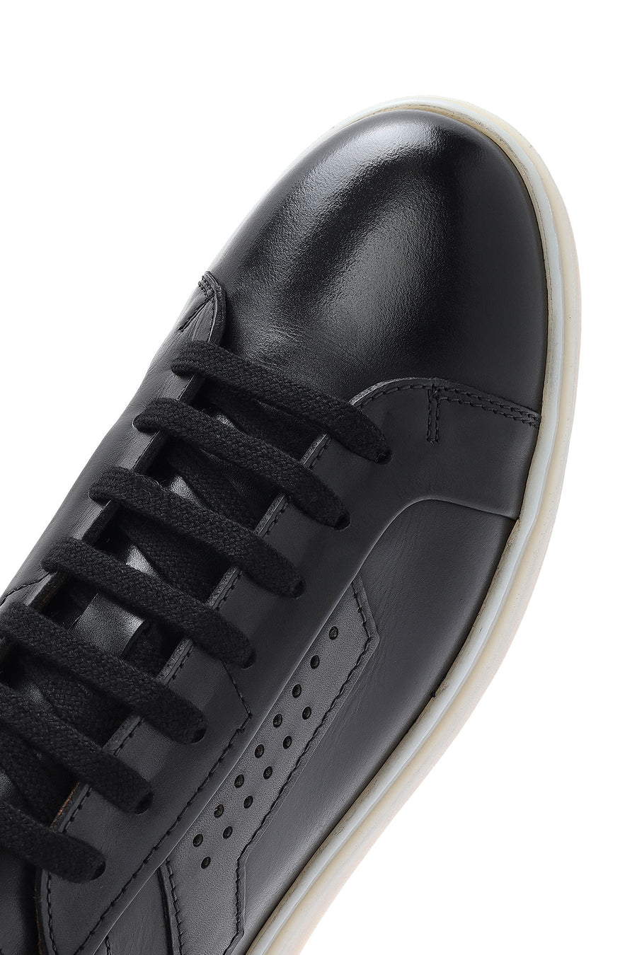 Men's Black Lace-up Leather Sneaker