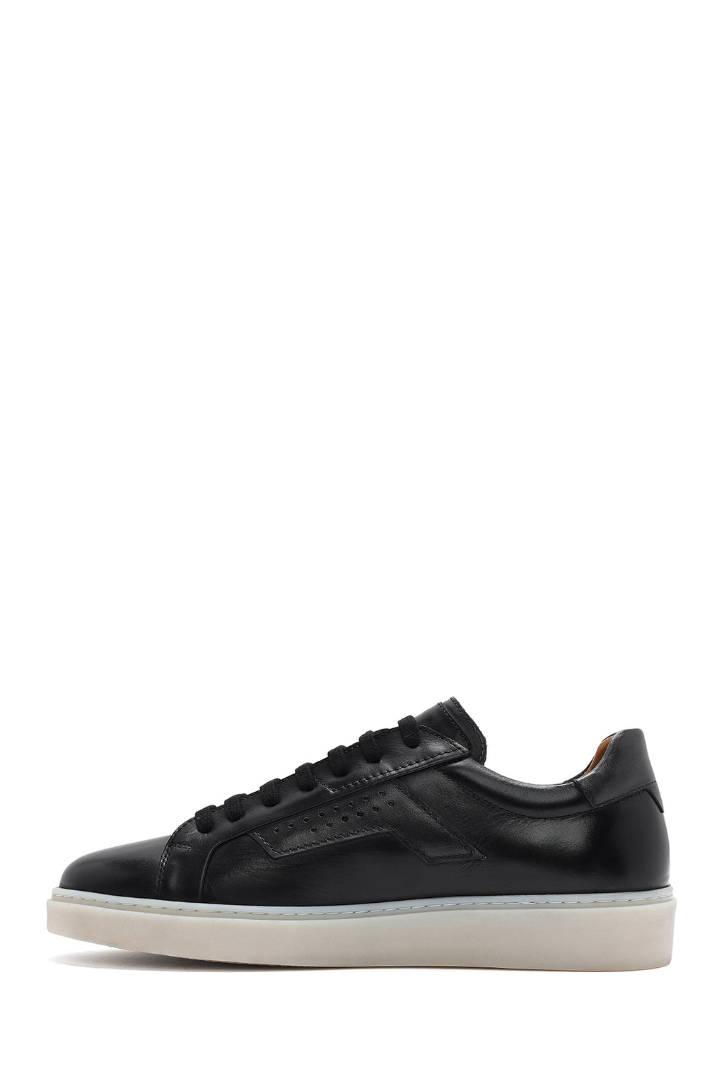 Erkek Siyah Bağcıklı Deri Sneaker