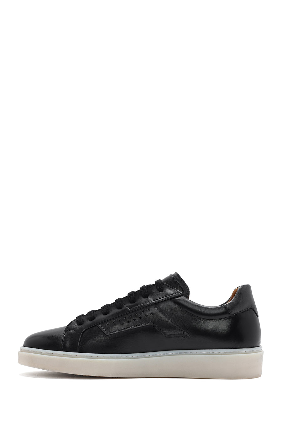 Men's Black Lace-up Leather Sneaker