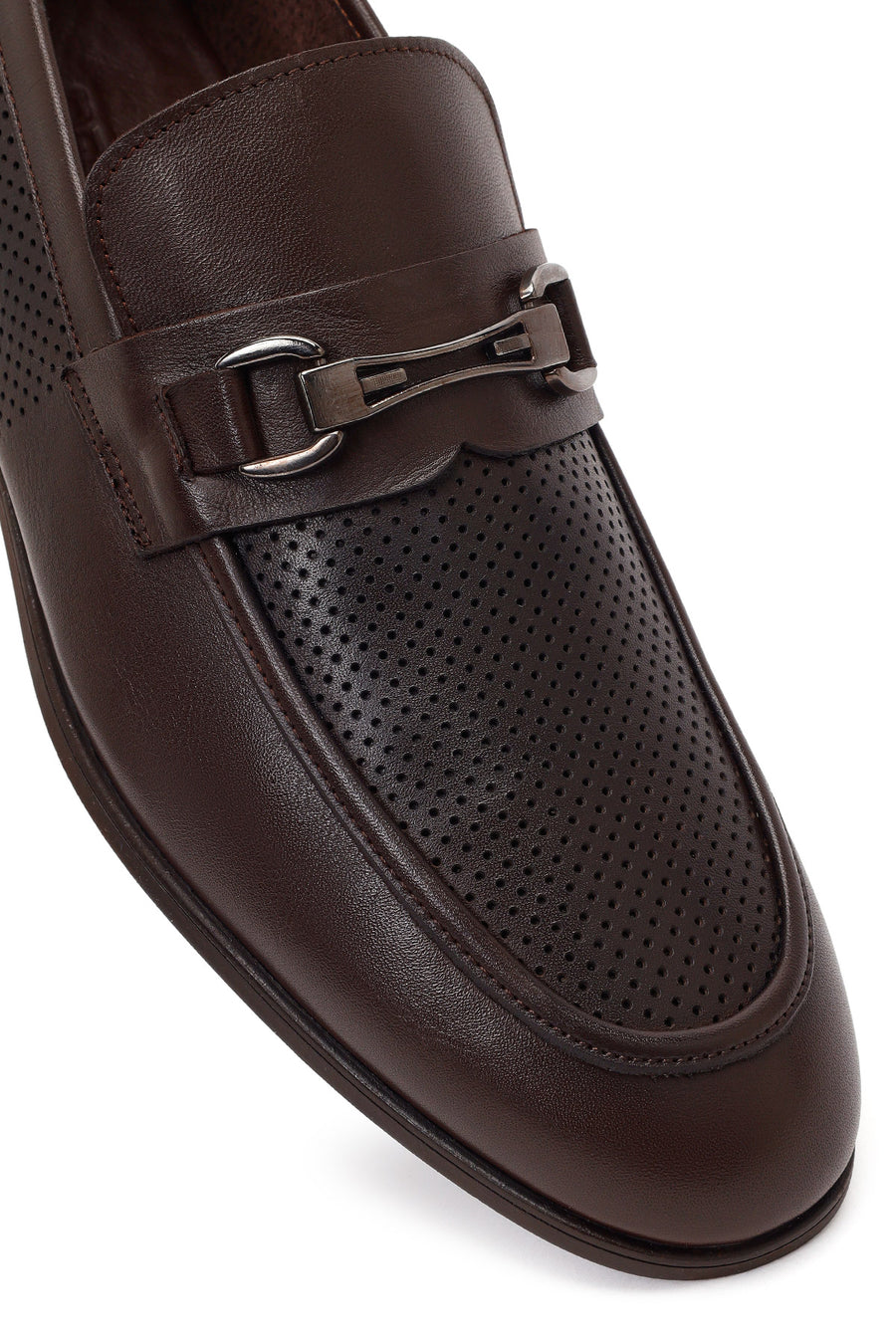 Men's Brown Buckle Leather Casual Loafer
