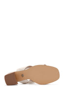 Women's Cream Thick Heeled Slippers | Derimod