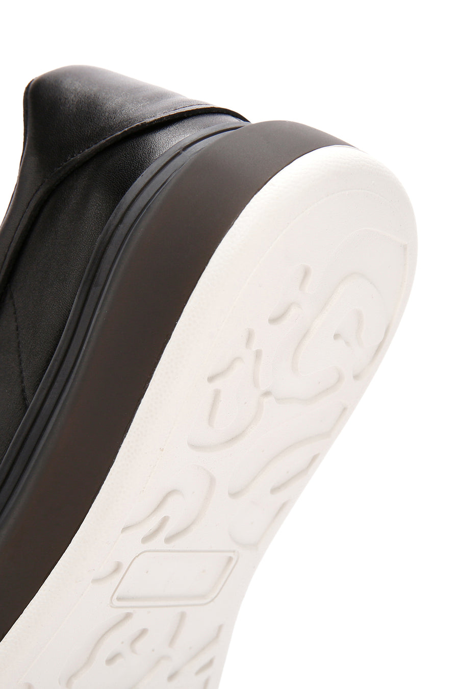 Men's Black Lace-up Thick-Sole Leather Sneaker