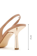 Women's Beige Metal Heeled Slingback Shoes | Derimod