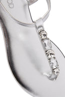 Women's Silver Stone Flip-Flop Sandals | Derimod