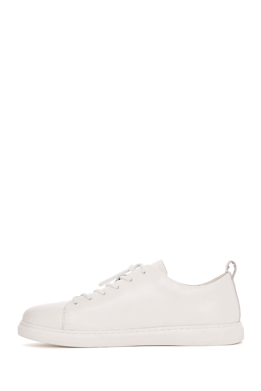 Men's White Lace-up Leather Sneaker