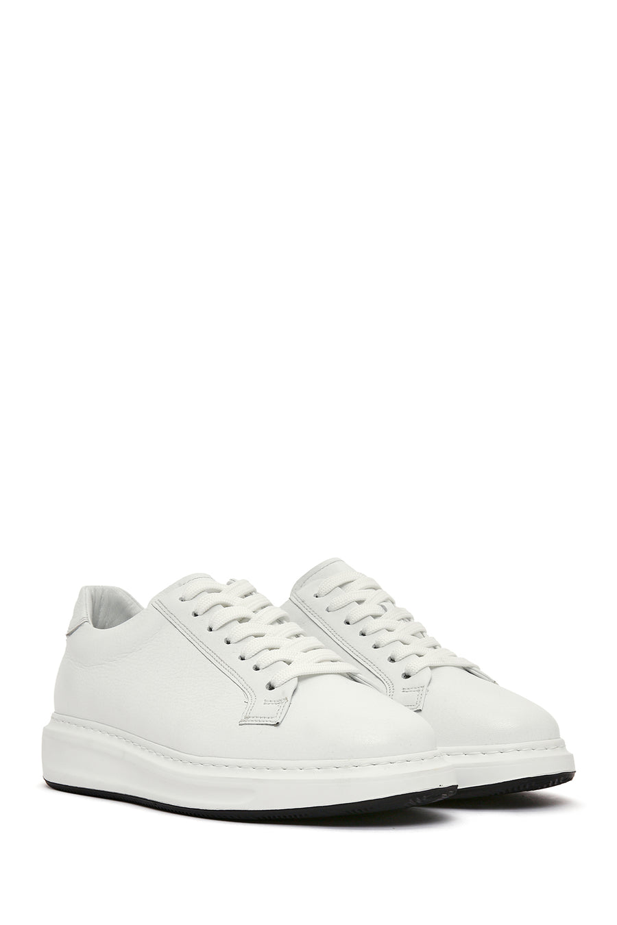 Men's White Lace-up Leather Sneaker