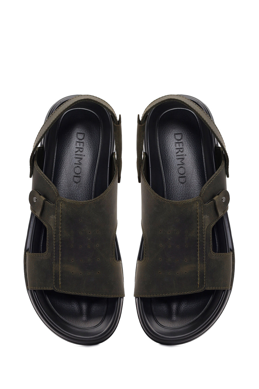 Male Khaki Nubuck Leather Sandals