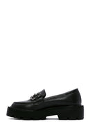 Women's Black Buckle Thick Soled Masculine Loafer | Derimod