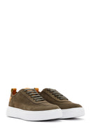 Men's Khaki Suede Leather Thick Soled Sneaker | Derimod