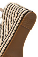 Women's Gold Ankle Buckle Wedge Heel Metallic Espadrille Sandals | Derimod