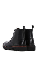 Men's Black Leather Zippered Casual Boots | Derimod