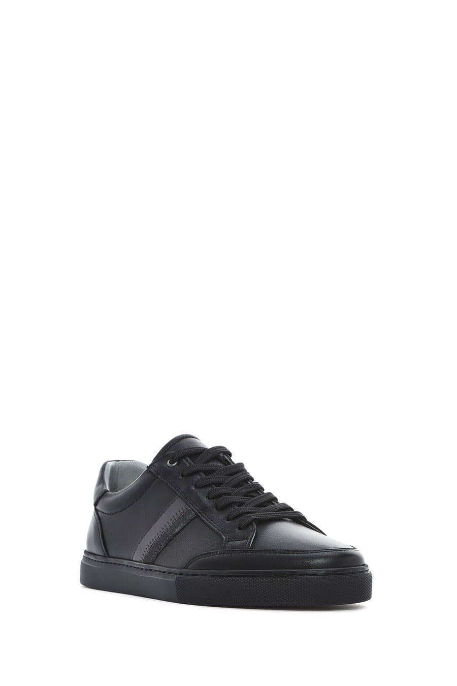 Men's Black Lace-up Leather Sneaker