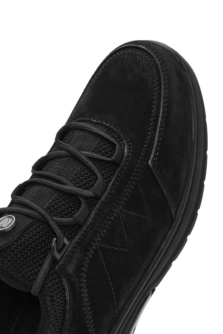 Men's Black Lace-Up Nubuck Leather Casual Sneaker