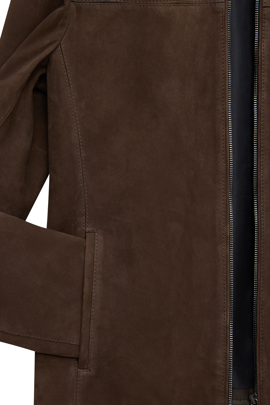 Neymar Men's Chestnut Man Collar Slim-Fit Suede Leather Jacket