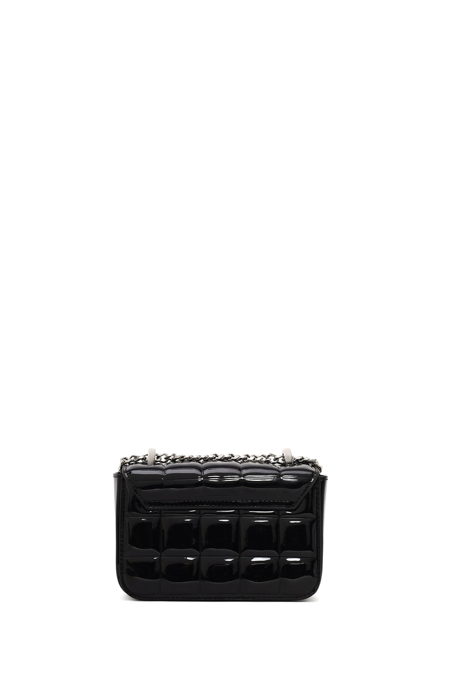 Woman Black Long-Strap Quilted Mini Crossbody Bag