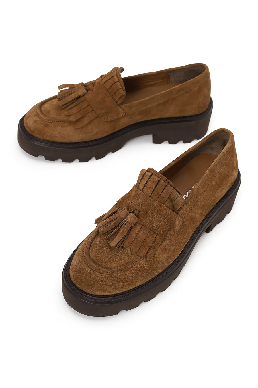Kadın Camel Kalın Tabanlı Püsküllü Süet Deri Loafer