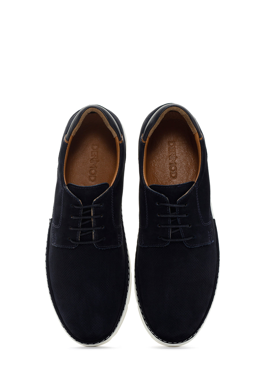 Men's Navy Blue Lace-up Leather Casual Shoes