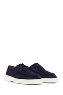 Men's Navy Blue Lace-up Suede Leather Casual Shoes | Derimod