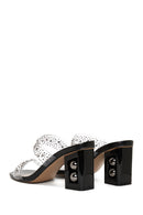 Women's Transparent Stone Heeled Slippers | Derimod