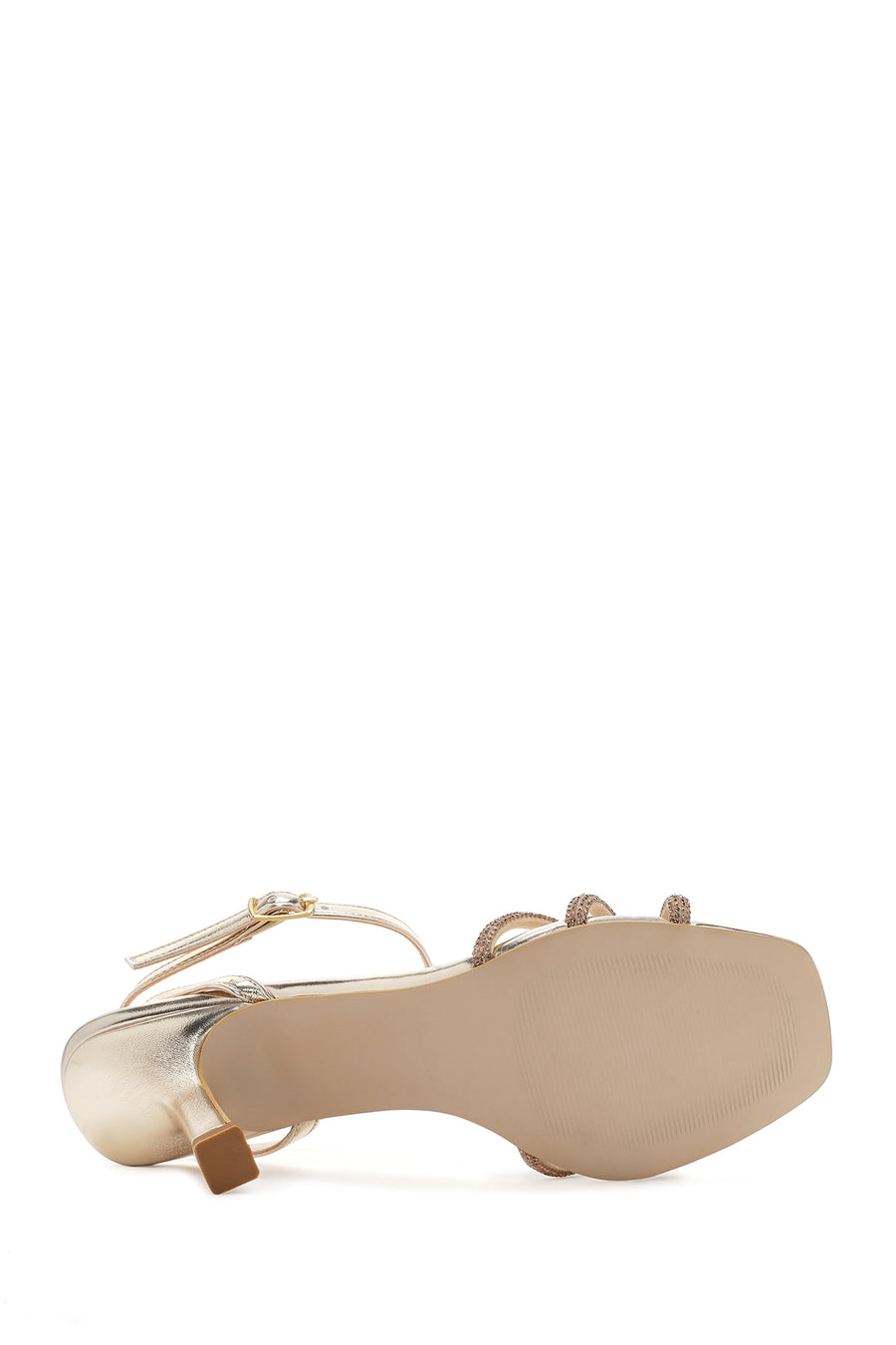 Women's Gold Ankle Buckle Stoned Thin Heel Sandals