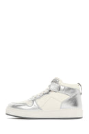 Women's Silver Leather High Top Sneaker | Derimod