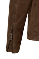 Ronaldo Male Tan Zip Closure Suede Jacket | Derimod