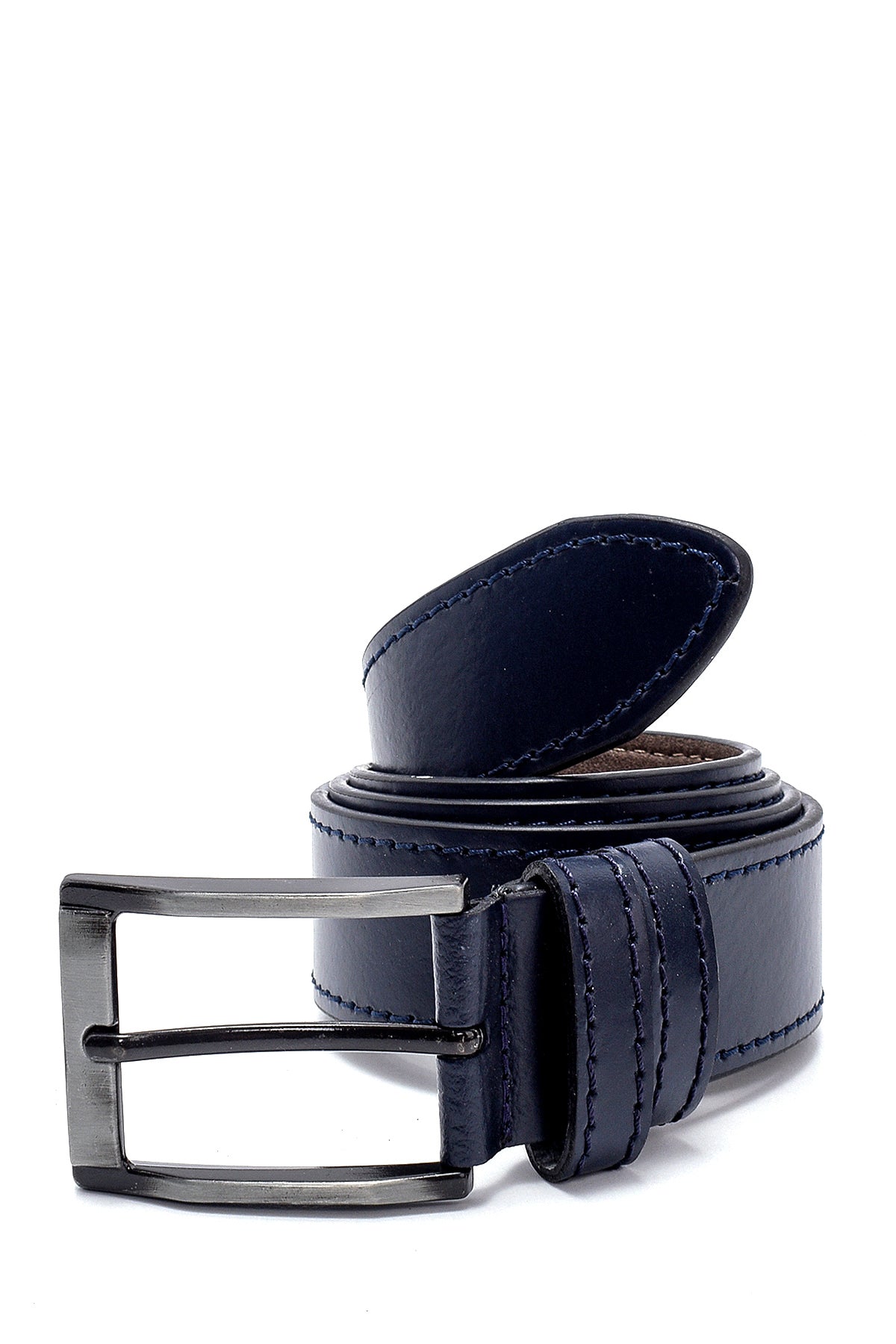 Men's Navy Blue Leather Belt 000A2D1212118 | Derimod