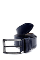 Men's Navy Blue Leather Belt | Derimod