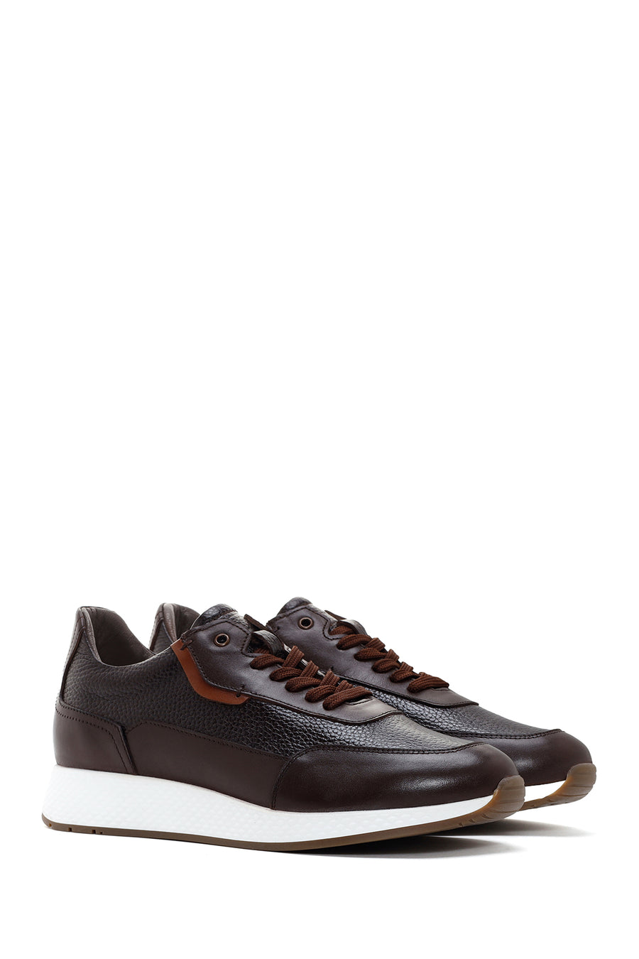 Men's Brown Thick Sole Leather Casual Sneaker