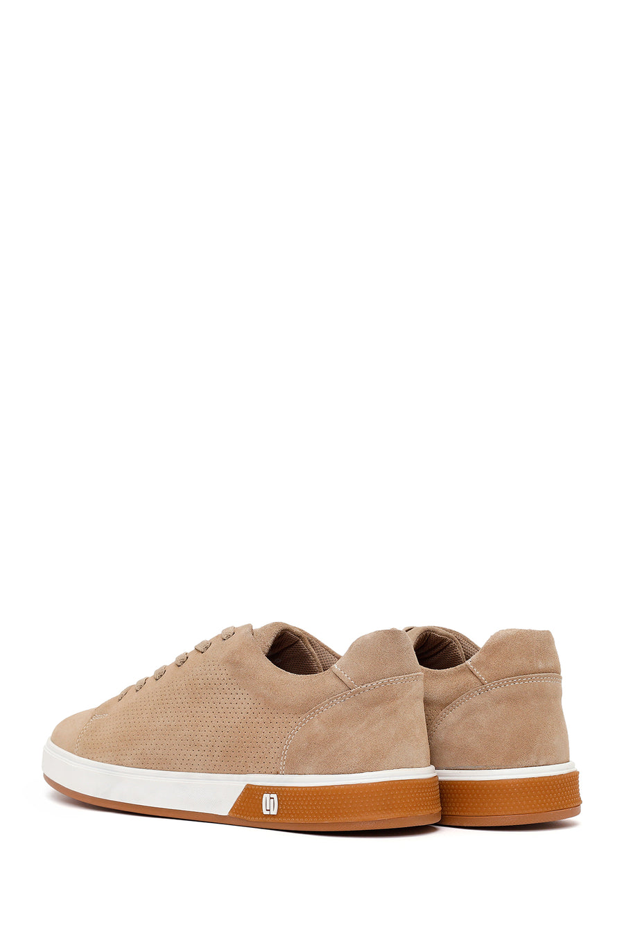 Male Beige Lace-Up Suede Leather Sneaker