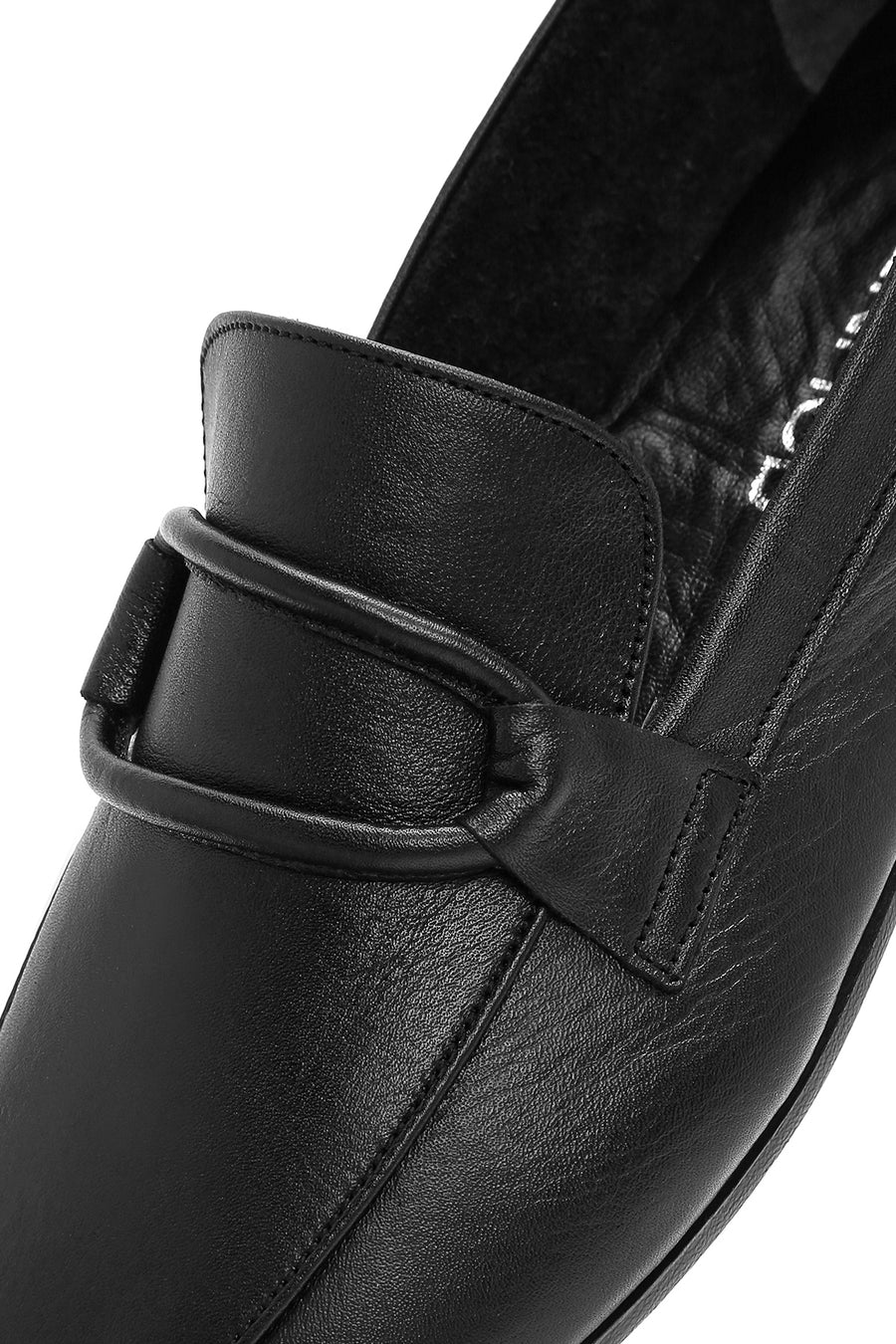 Women's Black Leather Masculine Loafer