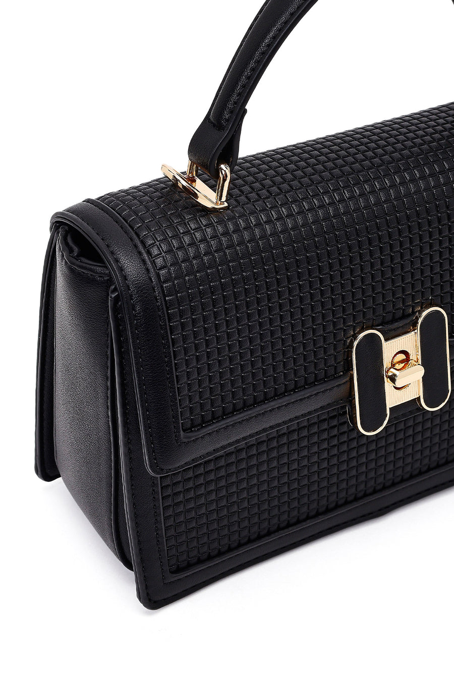Women's Black Printed Long Strap Crossbody Bag