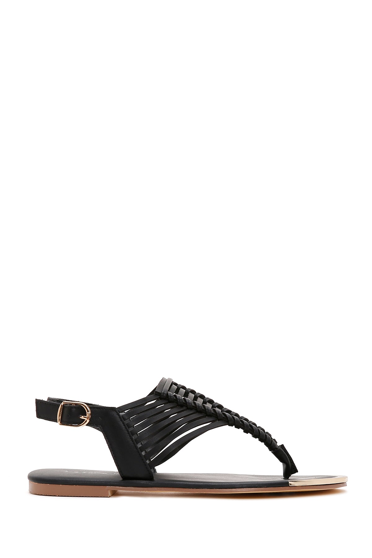 Kadın Siyah Parmak Arası Sandalet 23SFE491618 | Derimod